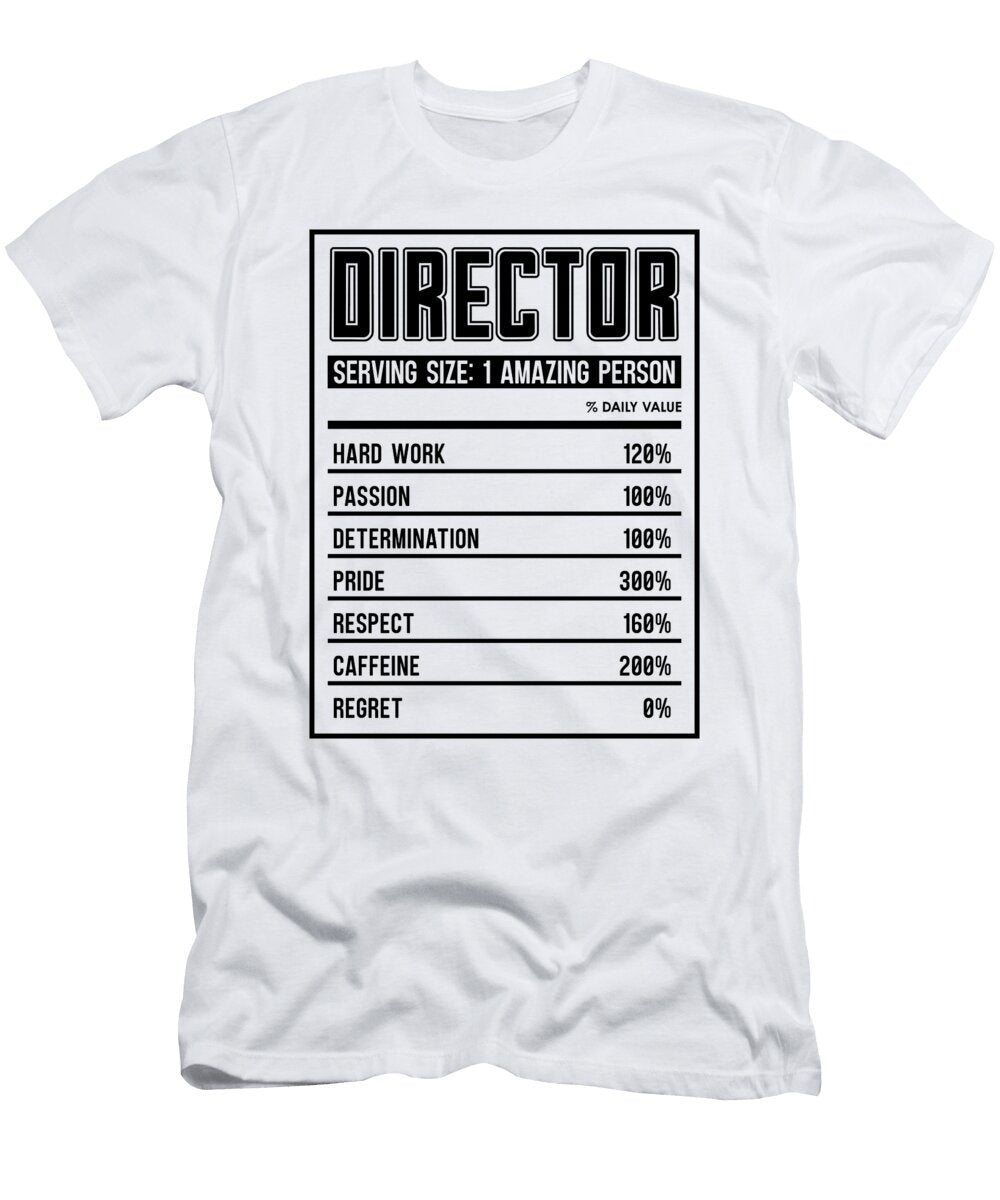 Director Nutrition Facts Cinema Film Directors Tshirtconcepts Marvin Poppe T-Shirt