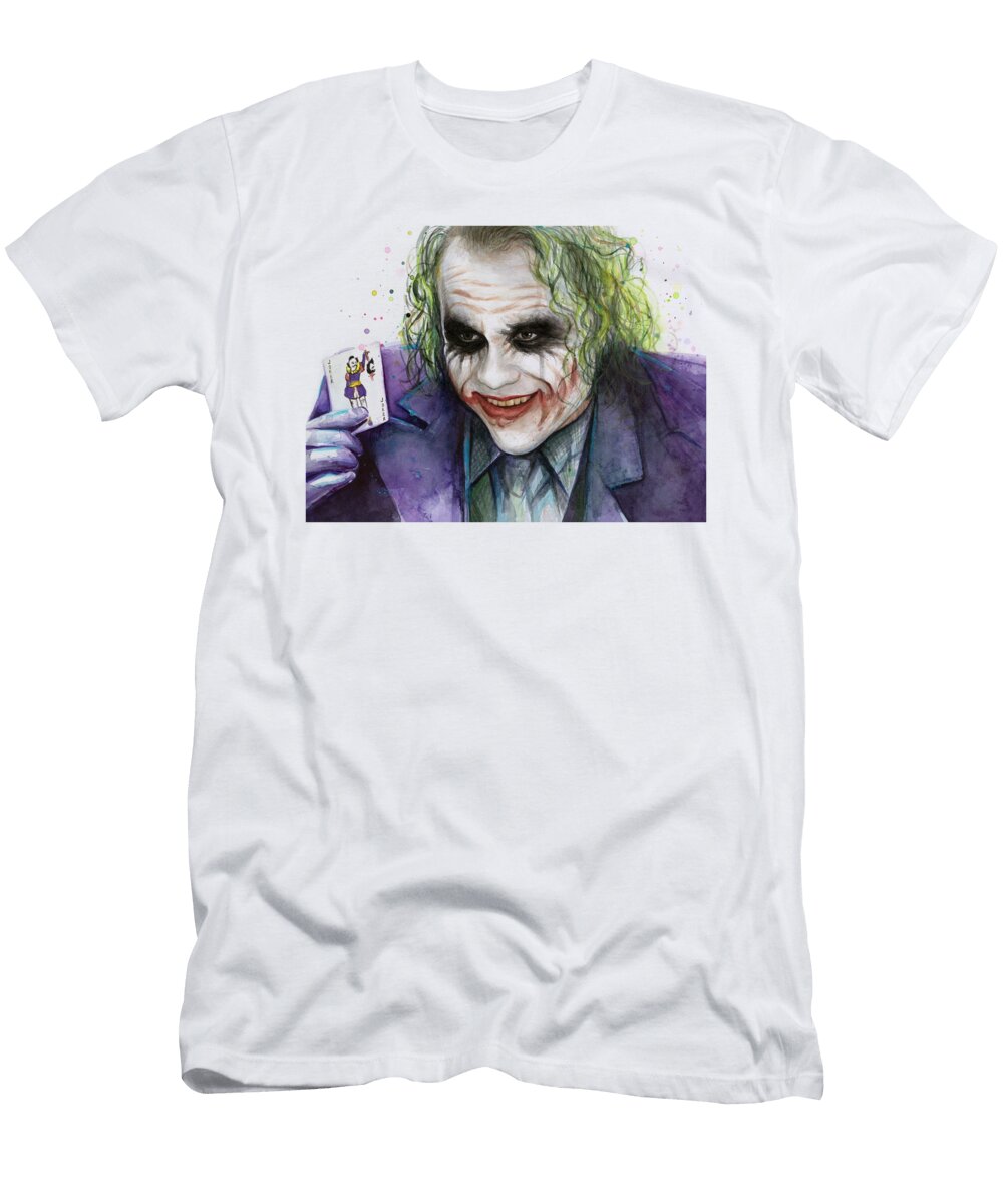 Joker Watercolor Portrait Olga Shvartsur T-Shirt