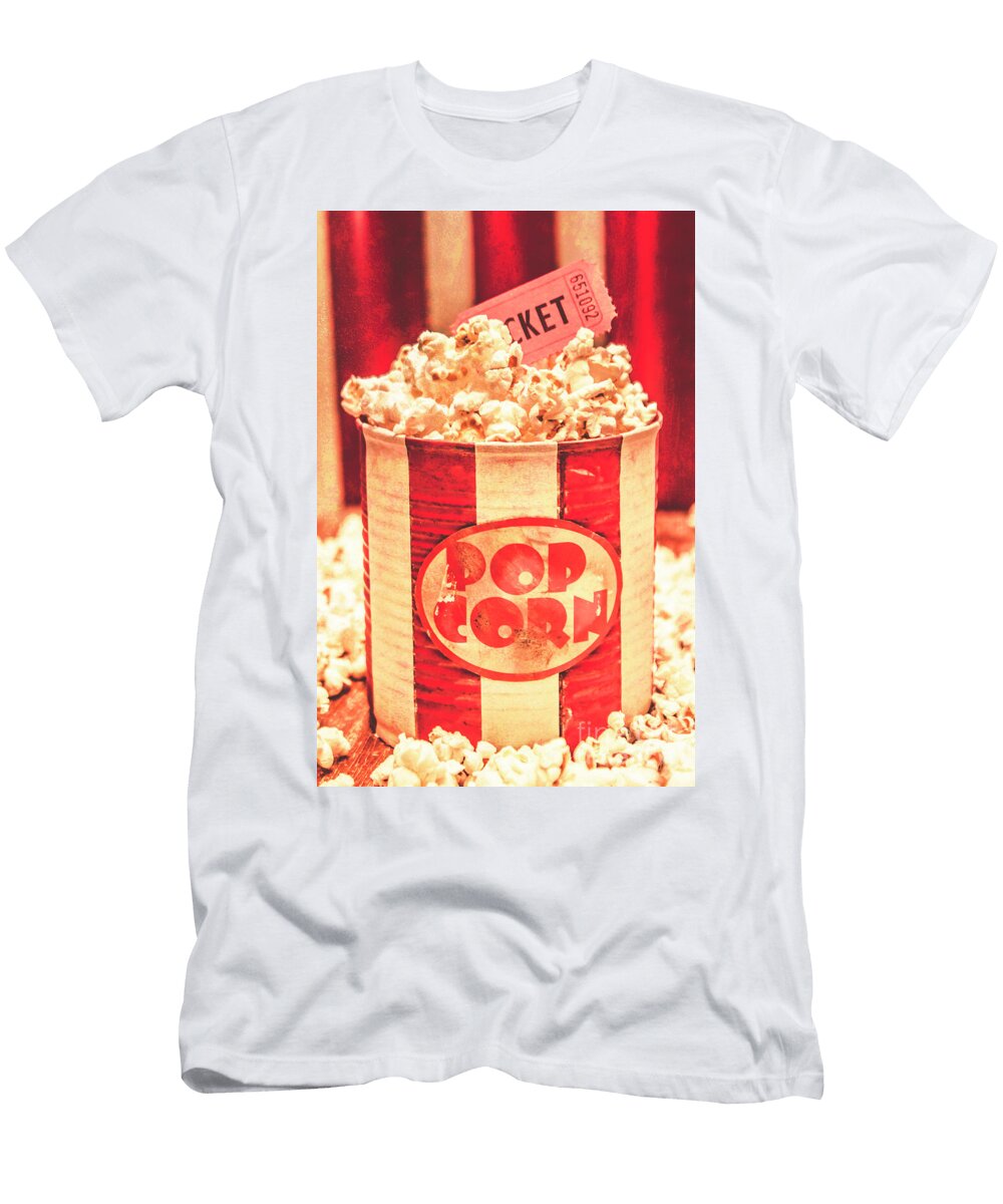 Retro Tub of Butter Popcorn and Ticket Stub Jorgo Photography Wall Art Gallery T-Shirt
