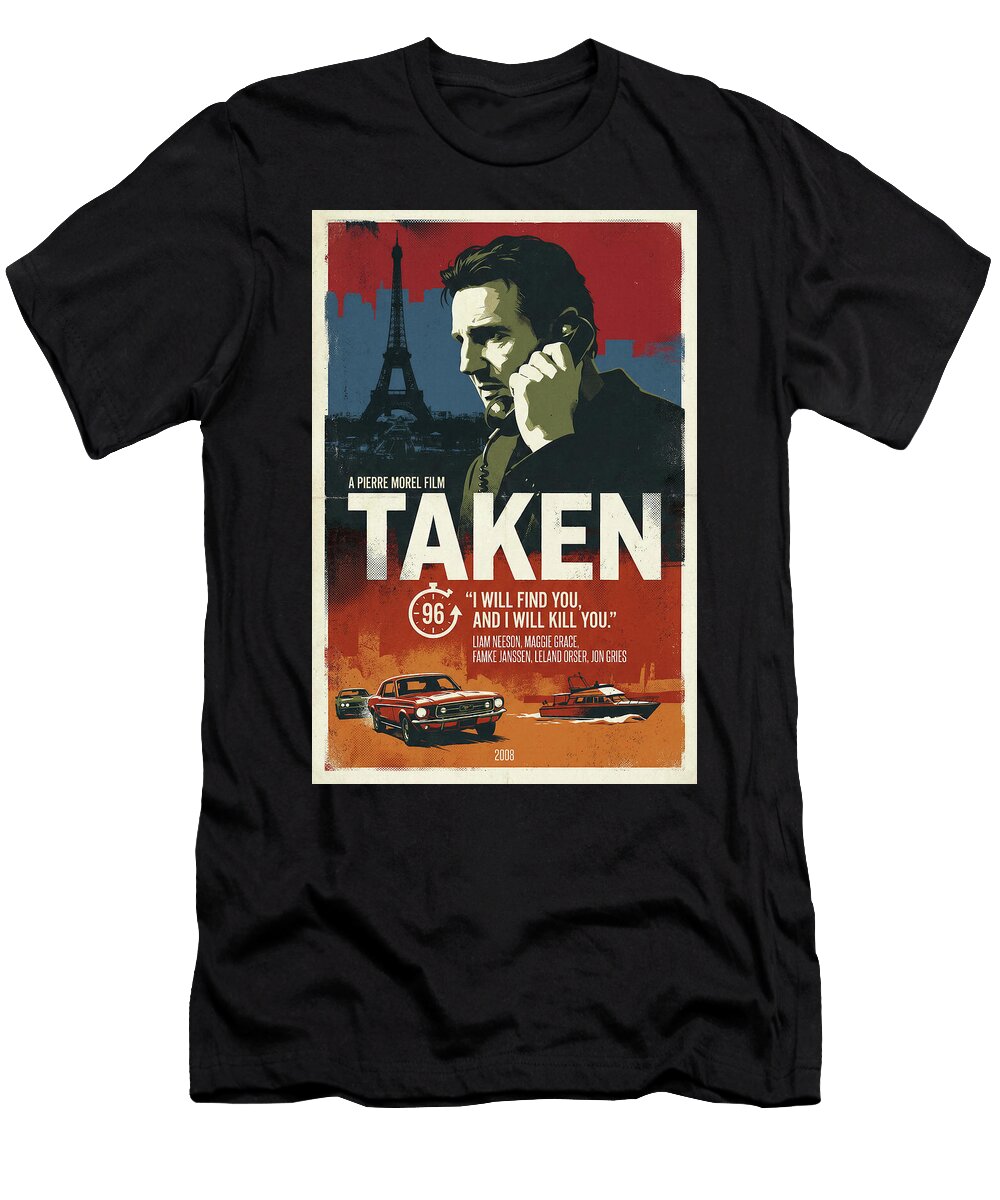 Taken with Liam Neeson Minimal Movie Poster Retro Film Poster Vintage 2008 Sampadart Gallery T-Shirt